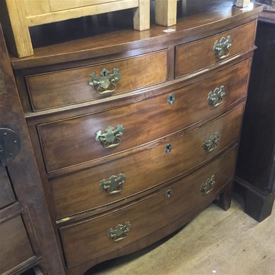 Large mahogany bowfront chest of drawers